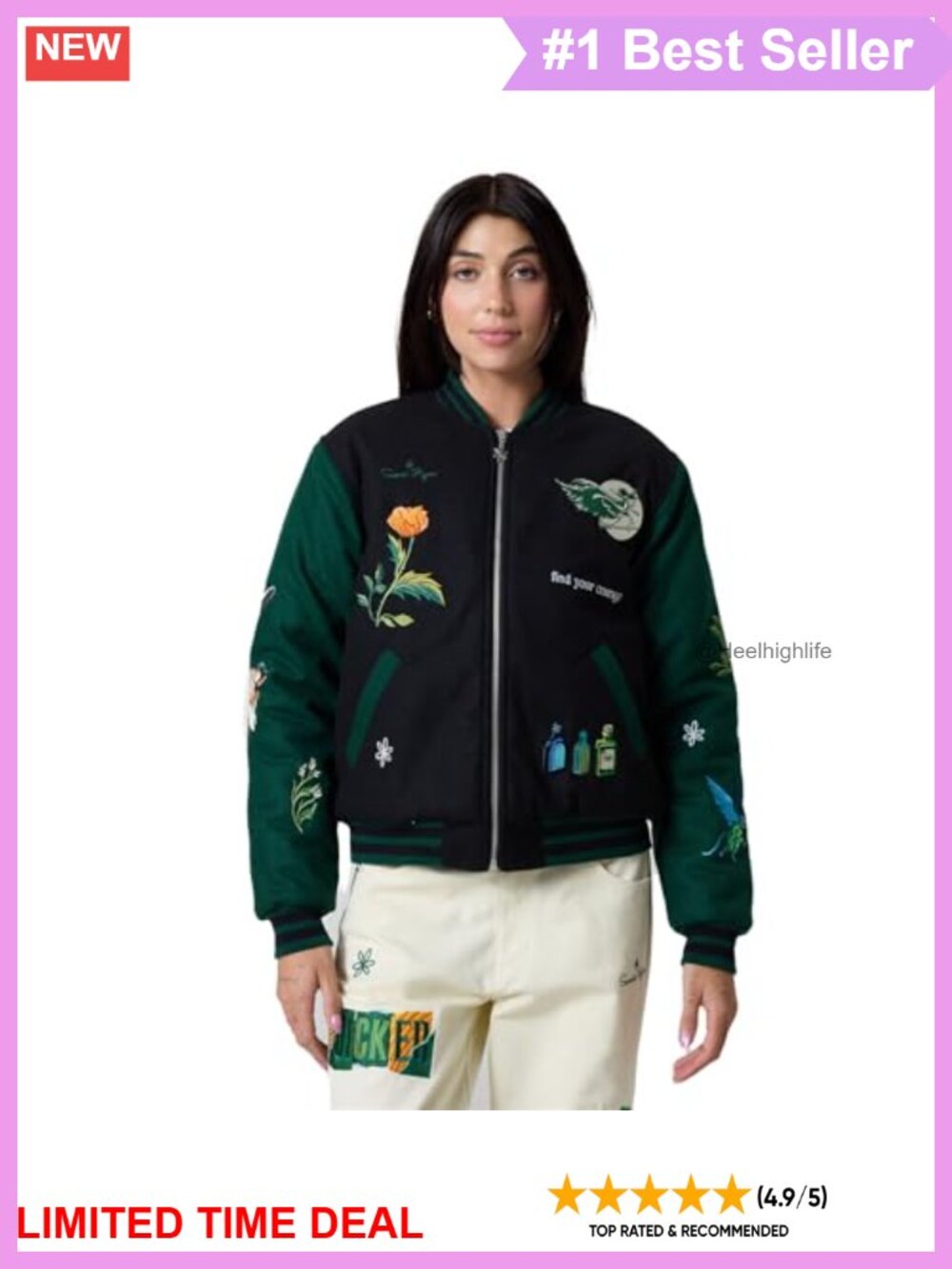 Women's Elphaba Varsity Jacket Melton Wool Wicked Embroidered